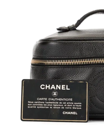 Pre-owned Chanel Cc Stitch Vanity Case In Black