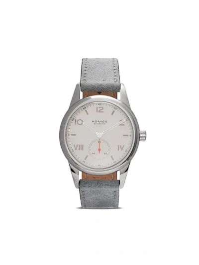 Shop Nomos Club Campus 36mm In White, Silver-plated