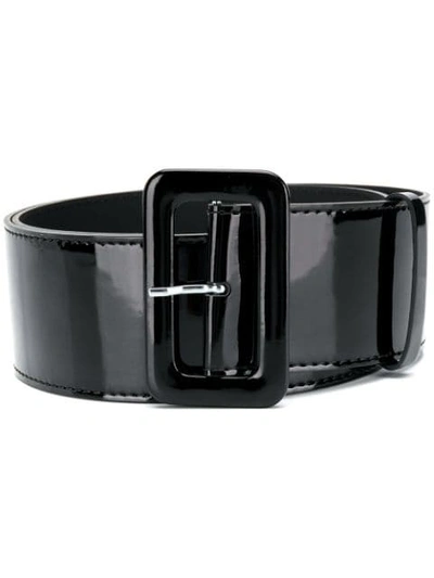 Shop P.a.r.o.s.h Shiny Buckled Belt In Black