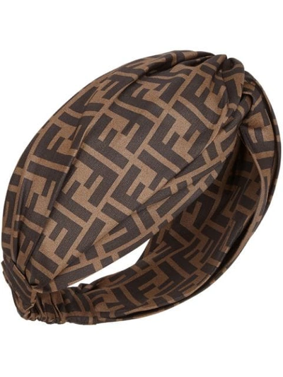 Shop Fendi Ff-motif Hairband In Brown