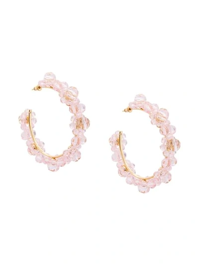 Simone Rocha Large Crystal-daisy Hoop Earrings In Pink