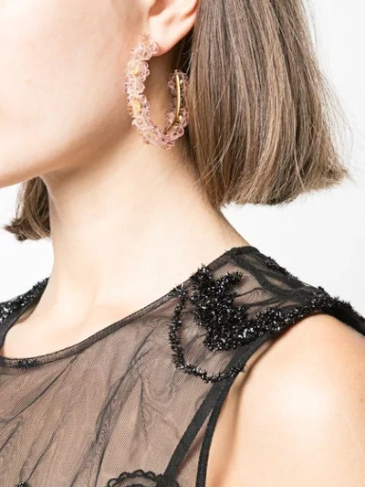 Simone Rocha Large Crystal-daisy Hoop Earrings In Pink