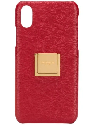 Shop Saint Laurent Logo Iphone X Case In Red