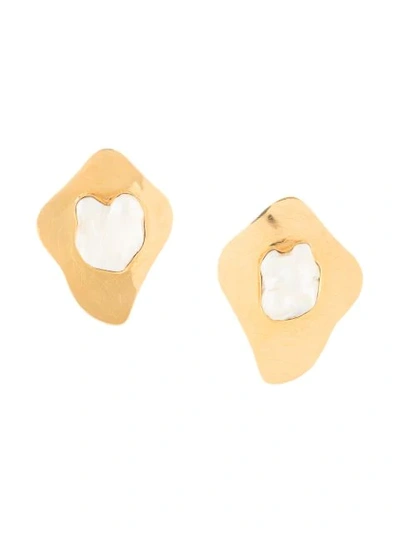 Shop Liya Pearl-embellished Earrings In Gold