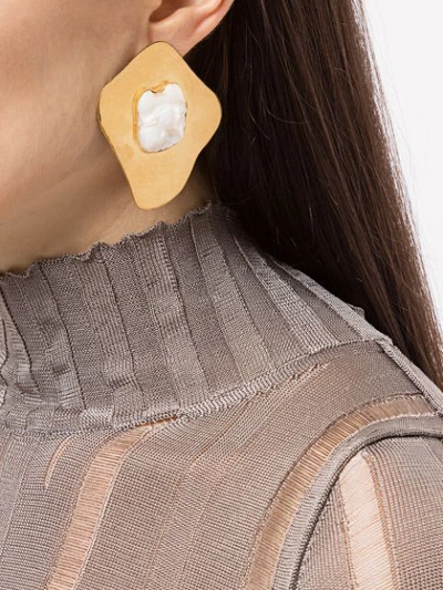 Shop Liya Pearl-embellished Earrings In Gold