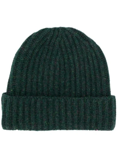 Shop Pringle Of Scotland Ribbed Beanie In Green