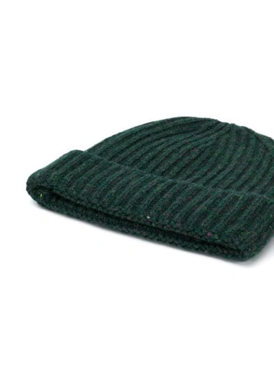 Shop Pringle Of Scotland Ribbed Beanie In Green
