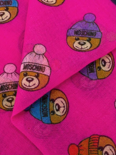 Shop Moschino Bobble Hat Teddy Intarsia Scarf In Pink