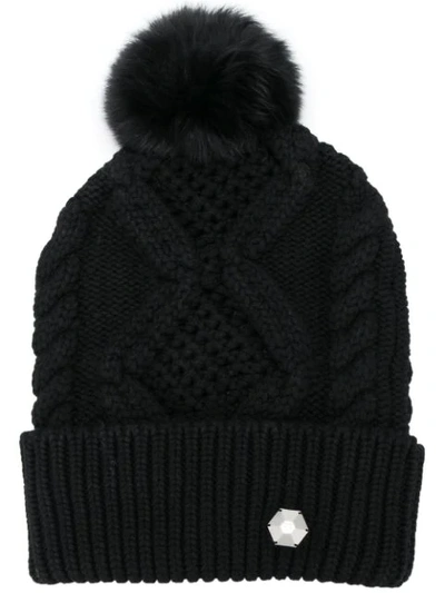 Shop Philipp Plein Embellished Bobble Hat In Black