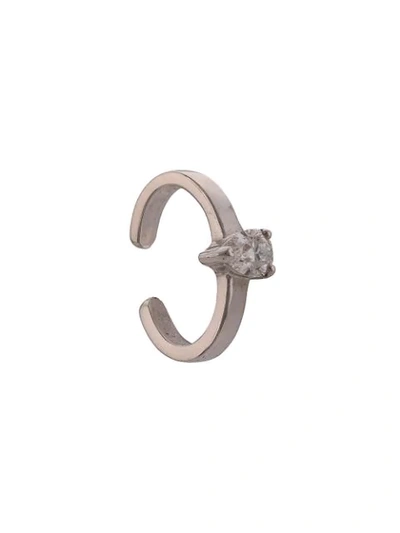 Shop Anita Ko 18kt White Gold Pear Diamond Ear Cuff In Silver