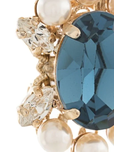 Shop Anton Heunis Crystal And Pearl Flower Earrings In Gold