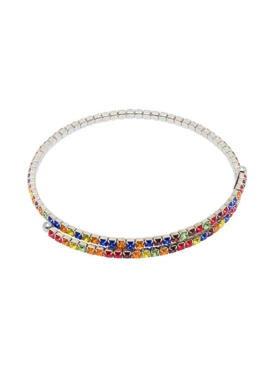 Shop Miu Miu Multicoloured Rainbow Crystal Choker - F0055 Multicolor