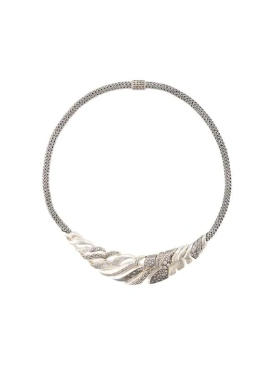 Shop John Hardy Lahar Diamond Bib Necklace In Silver