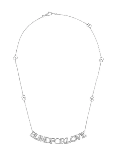 Shop Gucci 18kt White Gold Blind For Love Diamond Necklace In Silver