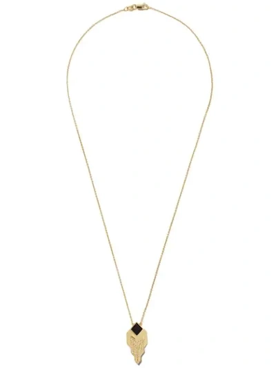 Shop Fairfax & Roberts 18kt Yellow Gold Art Deco Onyx And Diamond Pendant Necklace