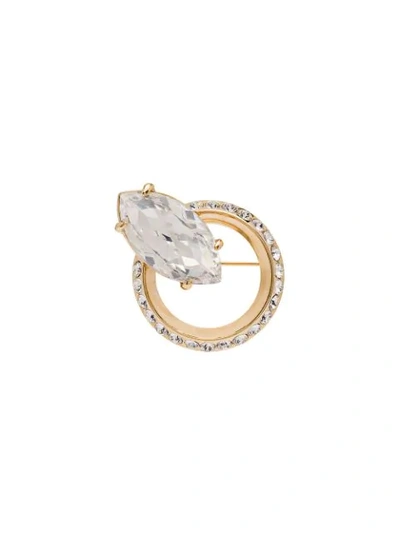 Shop Miu Miu New Crystal Jewels Brooch In Gold