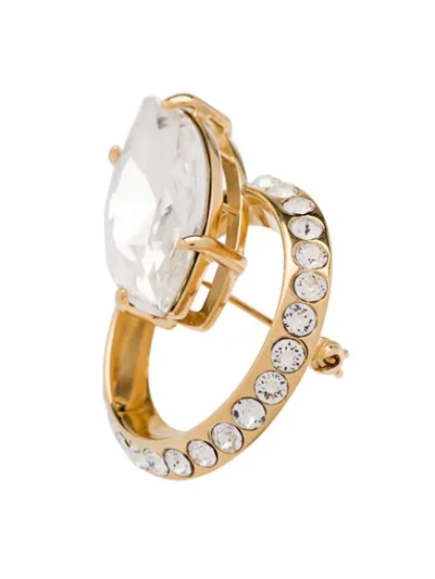 Shop Miu Miu New Crystal Jewels Brooch In Gold