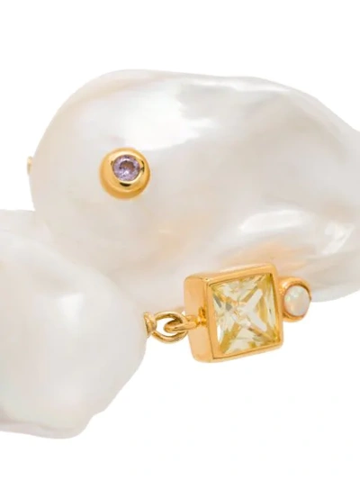 Shop Anni Lu 18k Gold-plated Gemstone And Pearl Drop Earrings