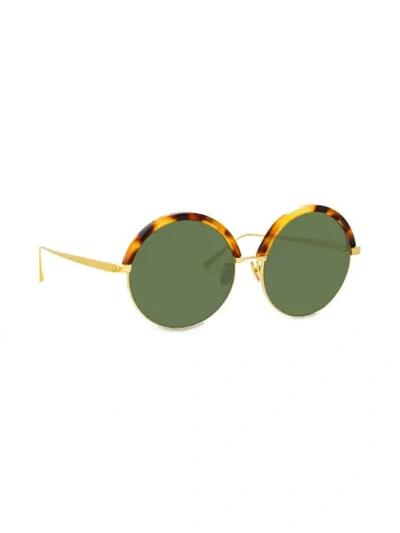 Shop Linda Farrow Annie C4 Round Sunglasses In Brown
