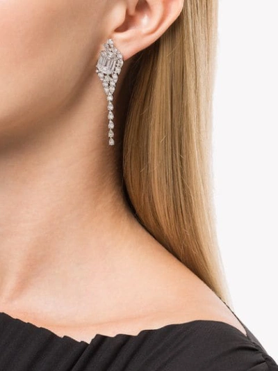 Shop As29 18kt White Gold Illusion Asymmetrical Diamond Earrings In Silver