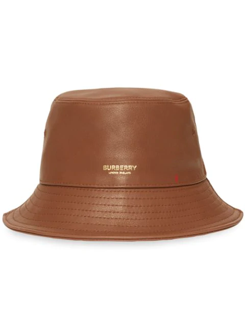 Burberry Logo Detail Leather Bucket Hat 