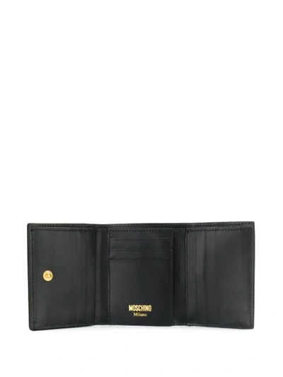 Shop Moschino Teddy Bear Tri-fold Purse In Black
