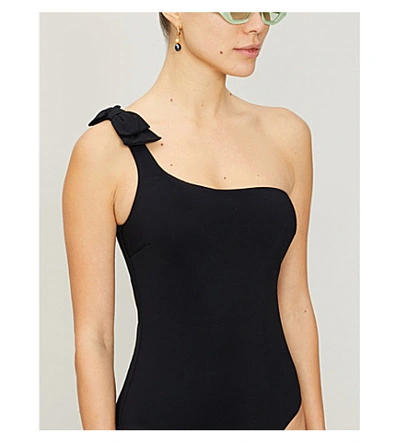 Shop Zimmermann Zinnia Tie-detail Swimsuit In Noir