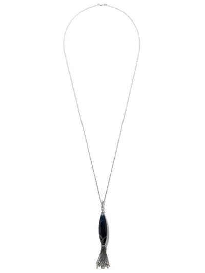 Shop Fairfax & Roberts 18kt White Gold Enamel, Diamond And Sapphire Pendant Necklace In Blue