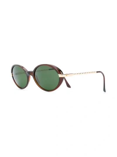 Pre-owned Saint Laurent 1990s Oval-shaped Tinted Sunglasses In Brown