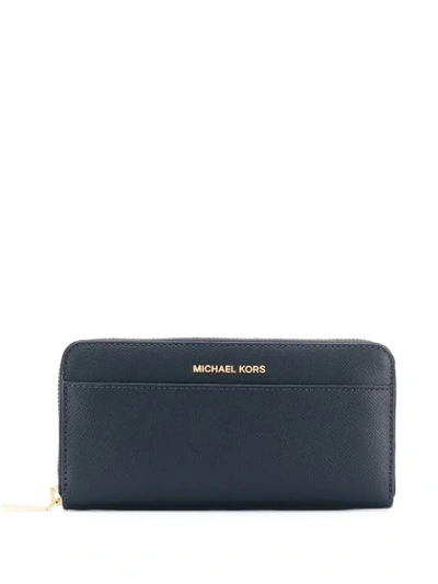 Shop Michael Michael Kors Zip-around Wallet In Blue