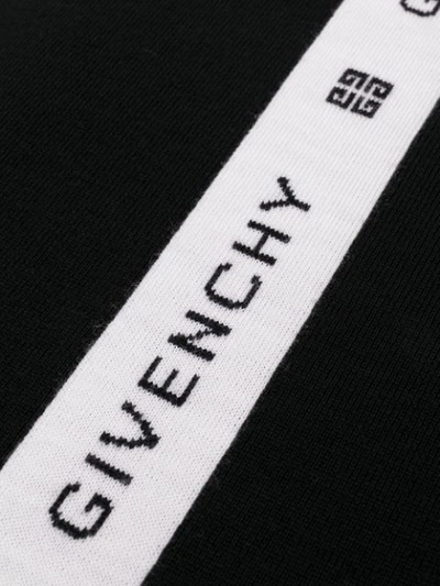 GIVENCHY LOGO STRIPE KNIT SCARF - 黑色