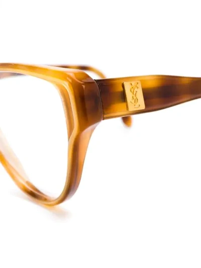 Pre-owned Saint Laurent 1990's Tortoiseshell Cat Eye Prescription Glasses In Brown