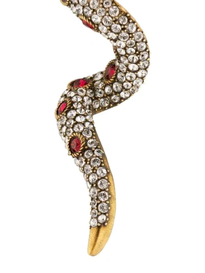 Shop Gucci Crystal Snake Earrings In Red