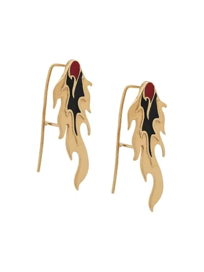 Shop Alan Crocetti Enamelled Flame Earrings In Gold