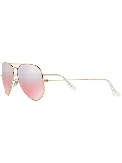 Shop Ray Ban Aviator Mirrored Sunglasses In Pink