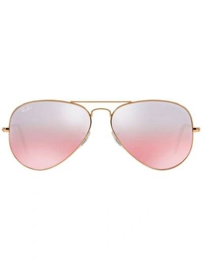 Shop Ray Ban Aviator Mirrored Sunglasses In Pink