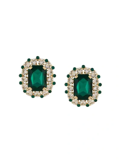 Shop Dolce & Gabbana Rhinestone Embellished Crystal Earring In Gold
