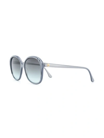 Pre-owned Pierre Cardin 1970's Oversized Gradient Sunglasses In Grey