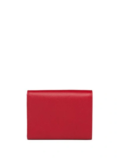 Shop Prada Logo Trifold Wallet - Red