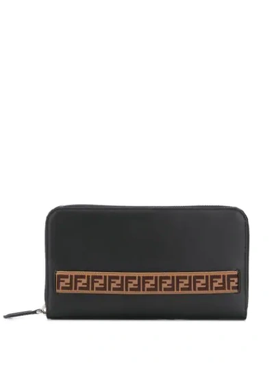Shop Fendi Ff Motif Stripe Detail Wallet In Black