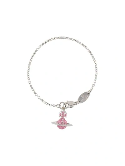 Shop Vivienne Westwood Orb Logo Pendant Bracelet In Silver