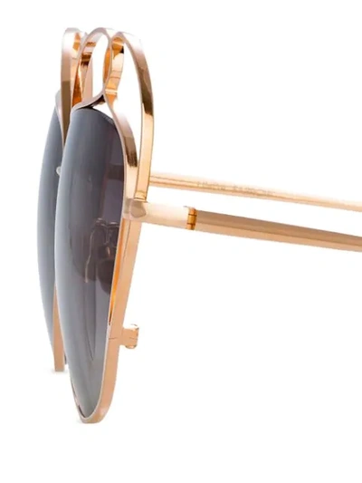 Shop Linda Farrow Harlequin C3 Sunglasses In Gold