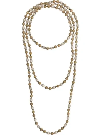 Pre-owned Dior 1990's  Pearl Layered Necklace In Gold