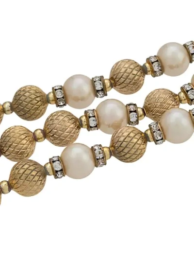 Pre-owned Dior 1990's  Pearl Layered Necklace In Gold