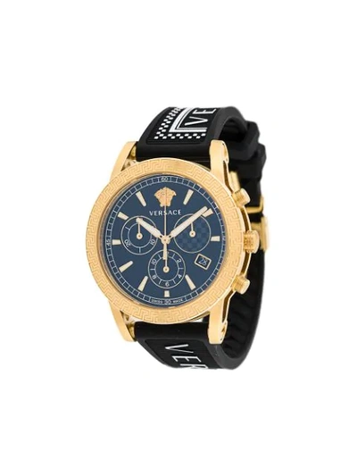 Shop Versace Sport Tech 40mm Chronograph Watch In Black