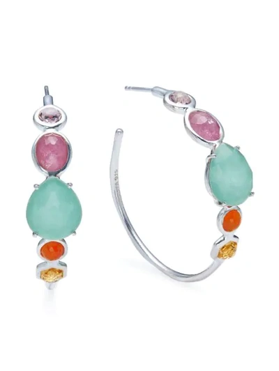 Shop Ippolita Rock Candy Multi-stone Hoop Earrings In Silver