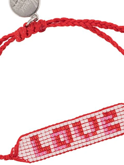 Shop Venessa Arizaga Love Beaded Bracelet In Red