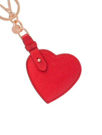 Shop Miu Miu Madras Heart Leather Keychain In Red