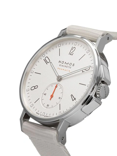 Shop Nomos Ahoi Neomatik 36.3mm In White, Silver-plated