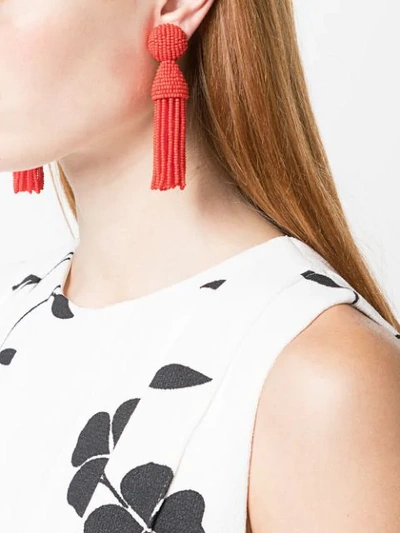 Shop Oscar De La Renta Beaded Tassel Earrings In Red